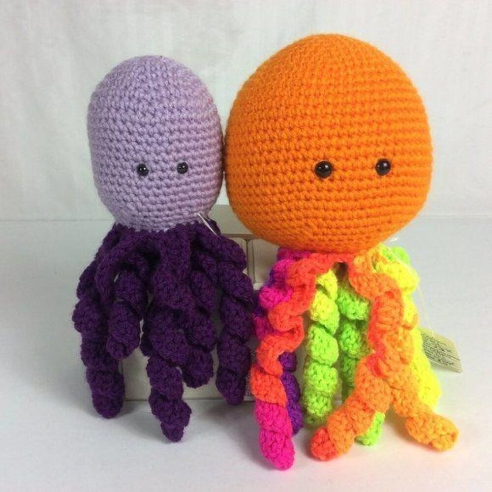 Hand Crocheted Amigurumi Octopus Set of‎ 2 New